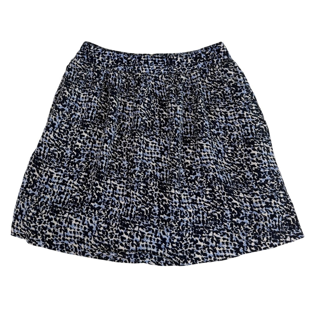 New York & Company Rayon Blue Abstract Print A-Line Mini Skirt Women's Size 6 - Picture 2 of 6